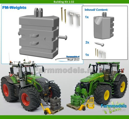 BOUWKIT: FRONTGEWICHT 1200 kg  3-Punts aansluiting  Materiaal: RESIN BLANK Geleverd  1:32  