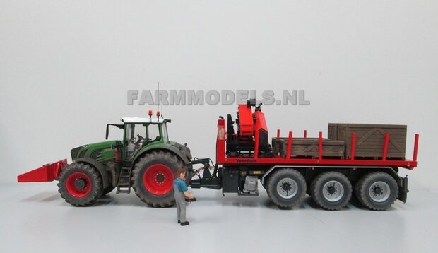 40123 Laden minigraver op Jan Veenhuis platte bak 3 asser haakarm Carrier Bouwpakket 1:32, 
