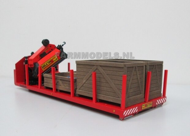 40123 Laden minigraver op Jan Veenhuis platte bak 3 asser haakarm Carrier Bouwpakket 1:32, 