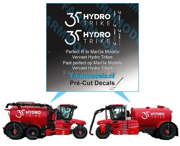 VERVAET Hydro trike 35 Years Edition set, transparante folie, geschikt voor MarGe Models Hydro Trikes, Pr&eacute;-Cut Decals 1:32 Farmmodel
