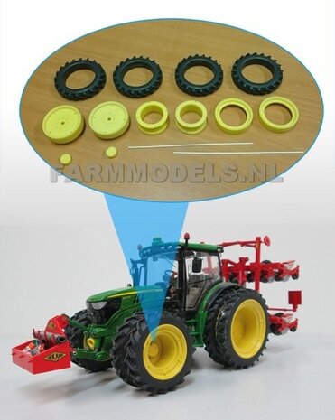 &Oslash; 48 mm: 4x DUBBELLUCHT CULTUURWIELEN Geel  vooras   1:32   04267 MS J