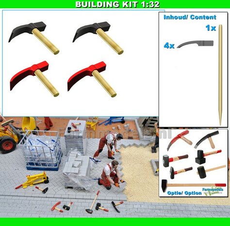 BOUWKIT: 4x STRATENMAKER HAMERS + HOUTEN STELEN &Oslash; 1.6-1.7mm Materiaal RESIN + HOUT BLANK geleverd 1:32