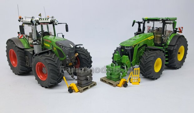 Palletwagen GEEL, KORTE uitvoering, Handmatig verbouwd Farmmodels, 1:32