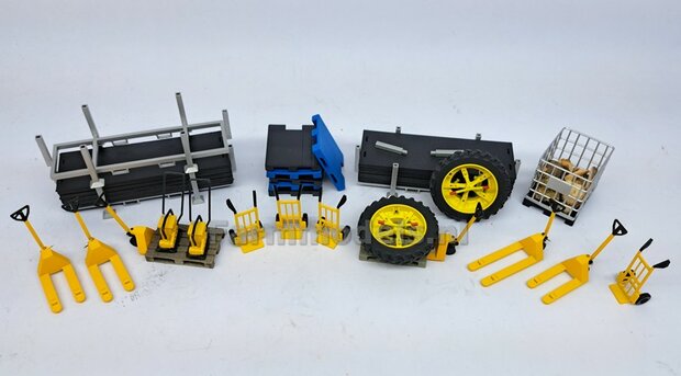 Palletwagen GEEL, KORTE uitvoering, Handmatig verbouwd Farmmodels, 1:32