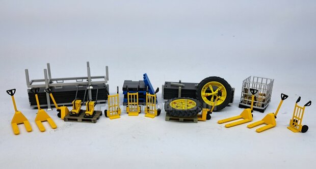 Palletwagen GEEL, KORTE uitvoering, Handmatig verbouwd Farmmodels, 1:32