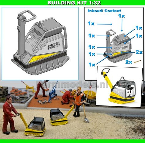 BOUWKIT: WACKER NEUSON Trilplaat, middelzware uitvoering Materiaal RESIN &amp; Polystyreen BLANK Geleverd  + Wacker Neuson Pr&eacute;-Cut Decals set  1:32