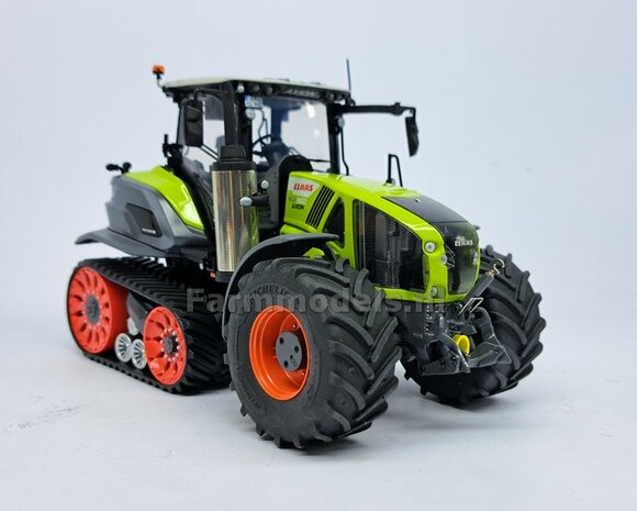 &Oslash; 54.8 x 25.8 mm: CLAAS 960 TT: 2x Michelin Axiobib2 Banden + Resin Velgen CLAAS ORANJE Gespoten 1:32 Farmmodels Premium Line Series 