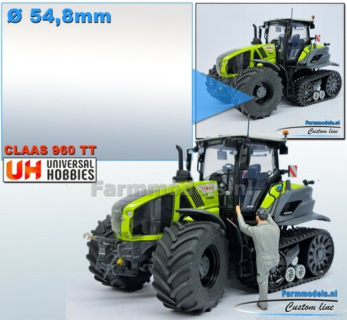 &Oslash; 54.8 x 25.8 mm: CLAAS 960 TT: 2x Michelin Axiobib2 Banden + Resin Velgen ZWART GLANS Gespoten 1:32 Farmmodels Premium Line Series 
