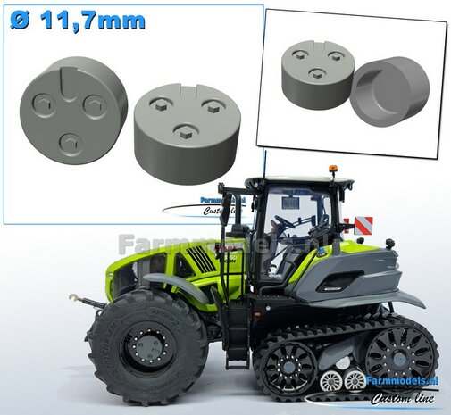 2x Eindvertragingen/ Planeetkappen &Oslash; 11.7 mm t.b.v. VOORAS VELG  RESIN BLANK Geleverd 1:32   Farmmodels Premium Line  