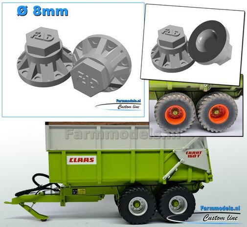 2x FAD Naafdop &Oslash; 8mm  RESIN  BLANK Geleverd  1:32  Farmmodels 