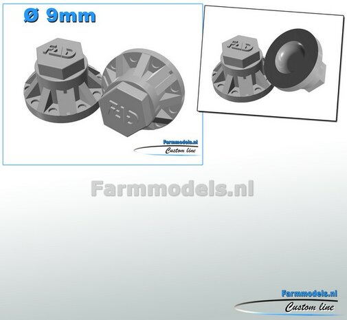 2x FAD Naafdop &Oslash; 9mm  RESIN  BLANK Geleverd  1:32  Farmmodels 