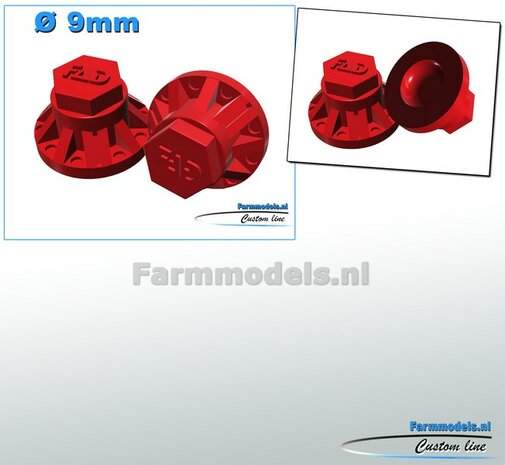 2x FAD Naafdop &Oslash; 9mm  Resin, KRAMPE ROOD  (Vicon HP1600 Margemodels ROOD) gespoten geleverd  1:32  Farmmodels 