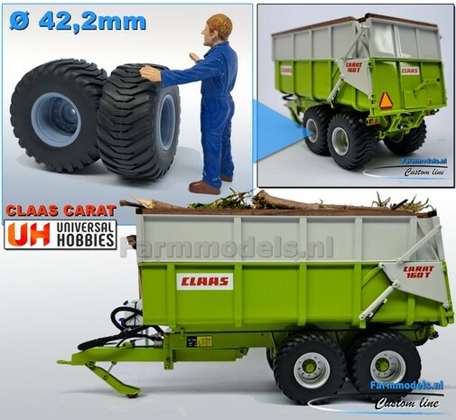&Oslash; 42.2 mm: CLAAS CARAT 160T: 2x Trelleborg Banden &quot;NORMAL&quot;  met RESIN Velgen  BLANK geleverd  1:32   Farmmodels Custom Line Series  