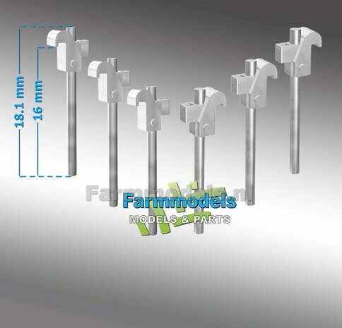 VOLUMEVOORDEEL: 24x FORREZ - GS Schaad systeem lengte ong. 18mm RESIN, BLANK geleverd, geschikt voor montage dubbellucht set 1:32 