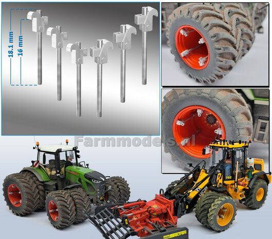 VOLUMEVOORDEEL: 24x FORREZ - GS Schaad systeem lengte ong. 18mm ALUMINIUM gespoten geschikt voor montage dubbellucht set 1:32 
