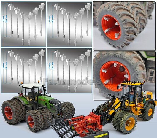 VOLUMEVOORDEEL: 24x FORREZ - GS Schaad systeem lengte ong. 32mm ALUMINIUM gespoten geschikt voor montage dubbellucht set 1:32 