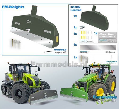 BOUWKIT: SUER 2400kg SCHUIFGEWICHT  85.5mm breed. Resin FENDT 924 GRIJS GESPOTEN + Kunststof Trekhaak ALUMINIUM Gespoten + diverse stickers o.a. SLIJTPLAAT + 2x pinnen 1:32