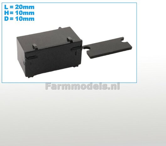 Opbergkist Zwart 20mm x 10mm x 10mm  Kunststof met handvaten  afdrukken 1:32 