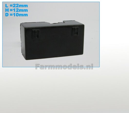 Opbergkist Zwart 22mm x 12mm x 10mm  Kunststof met 2 handvaten  afdrukken 1:32 