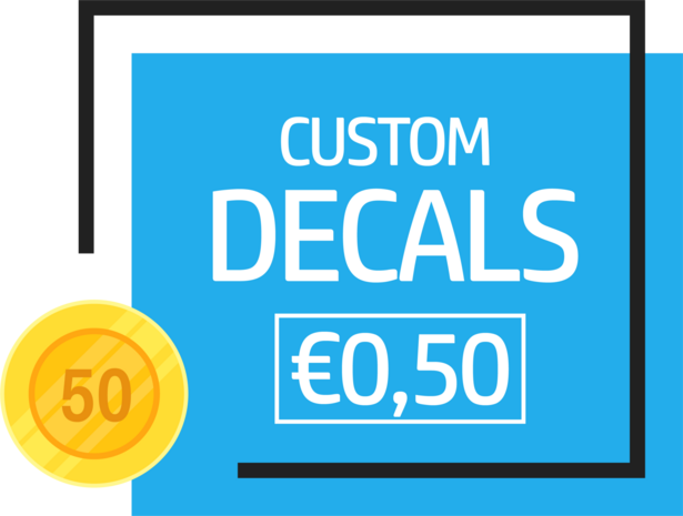 &euro;0.50 (pre-cut) stickers requested by email