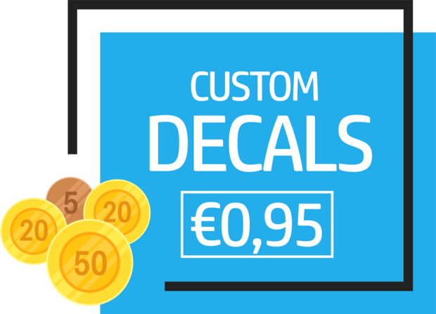 &euro;0.95 (pre-cut) stickers requested by email