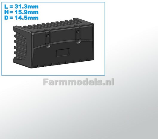 Opbergkist  31.3mm x 15.9mm x 14.5mm  Materiaal RESIN BLANK Geleverd  1:32    