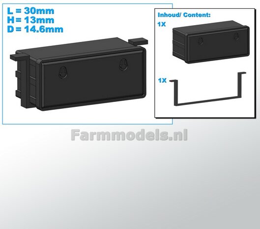 Opbergkist  30mm x 13mm x 14.6mm Incl. OPHANGBEUGEL Materiaal RESIN BLANK Geleverd  1:32    