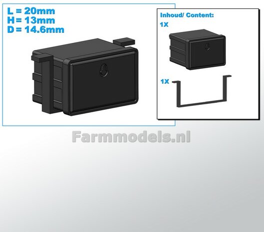 Opbergkist  20mm x 13mm x 14.6mm Incl. OPHANGBEUGEL Materiaal RESIN BLANK Geleverd  1:32    