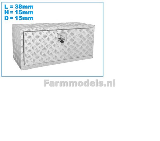 Opbergkist TRAANPLAAT 38mm x 15mm x 15mm DEURAFDRUK VOORKANT Materiaal Resin RVS/ CHROOM Gespoten geleverd  1:32    