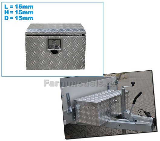 Opbergkist TRAANPLAAT 15mm x 15mm x 15mm DEURAFDRUK BOVENKANT Materiaal Resin RVS/ CHROOM Gespoten geleverd  1:32    
