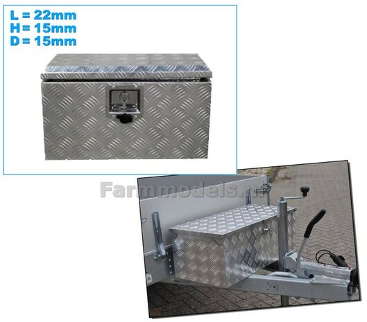 Opbergkist TRAANPLAAT 22mm x 15mm x 15mm DEURAFDRUK BOVENKANT Materiaal Resin RVS/ CHROOM Gespoten geleverd  1:32    
