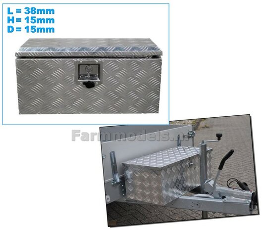 Opbergkist TRAANPLAAT 38mm x 15mm x 15mm DEURAFDRUK BOVENKANT Materiaal Resin RVS/ CHROOM Gespoten geleverd  1:32    