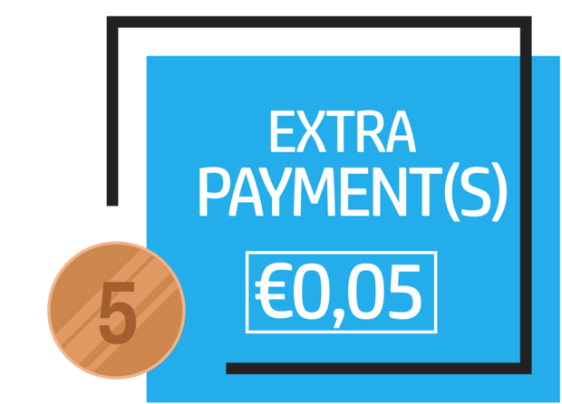 &euro;0,05 extra/aanvullende betaling bestelde items webshop