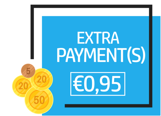 &euro;0,95 extra/aanvullende betaling bestelde items webshop