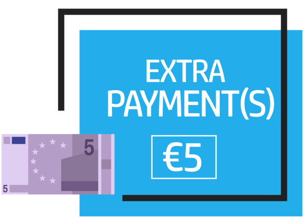 &euro; 5,- extra/aanvullende betaling bestelde items webshop