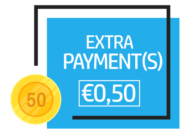 &euro;0,50 extra/aanvullende betaling bestelde items webshop