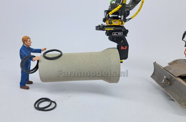 BOUWKIT: VERACHTERT (RIOOL-) BUIZENLEGGER  Beweegbaar met S60 Koppeling. Materiaal: Resin op KLEUR Gespoten incl. Verachtert Pr&eacute;-Cut Stickers geleverd 1:32 