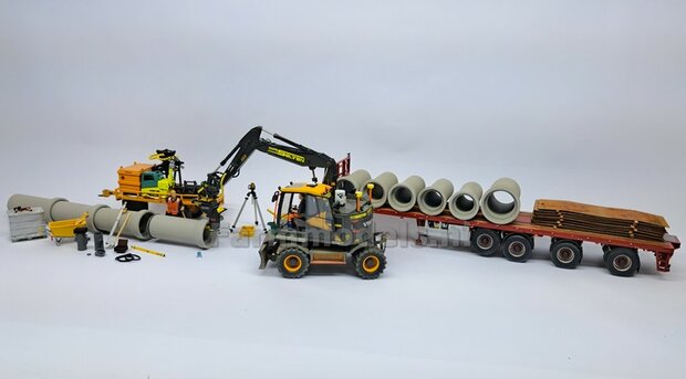 BOUWKIT: VERACHTERT (RIOOL-) BUIZENLEGGER  Beweegbaar met S60 Koppeling. Materiaal: Resin op KLEUR Gespoten incl. Verachtert Pr&eacute;-Cut Stickers geleverd 1:32 