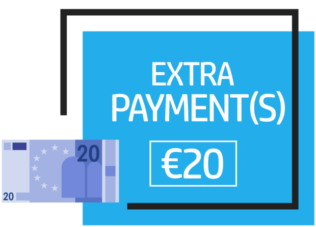&euro;20,- extra/aanvullende betaling bestelde items webshop
