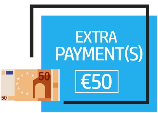 &euro;50,- extra/aanvullende betaling bestelde items webshop