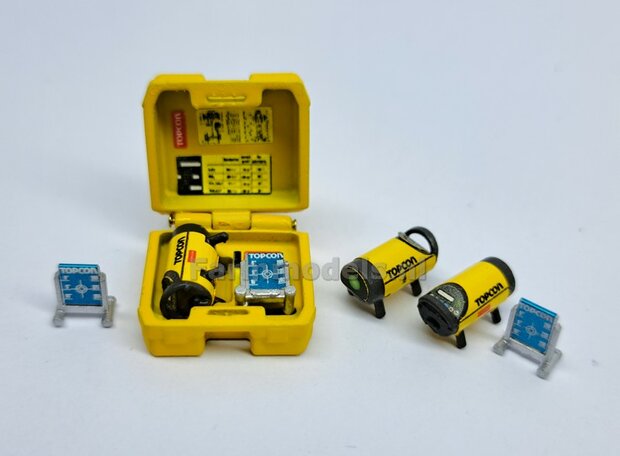 TOPCON KOFFER t.b.v. plaatsing TOPCON TP-L6G Rioollaser set (Laser + Targetschild) Materiaal Resin TOPCON GEEL MATT geleverd +  Pr&eacute;-Cut Decal stickerset Farmmodels  1:32                