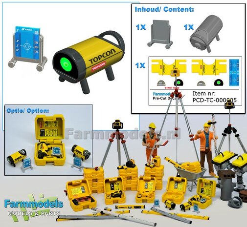 TOPCON TP-L6G Rioollaser set (Laser + Targetschild &amp; houder)  RESIN onderdelen BLANK geleverd +  Pr&eacute;-Cut Decal stickerset   Farmmodels  1:32                