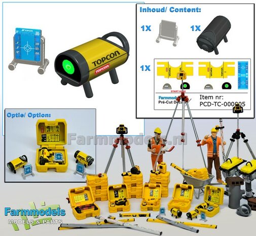 TOPCON TP-L6G Rioollaser set (Laser + Targetschild &amp; houder)  RESIN onderdelen OP KLEUR  geleverd +  Pr&eacute;-Cut Decal stickerset   Farmmodels  1:32                