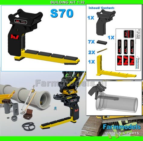 BOUWKIT: VERACHTERT (RIOOL-) BUIZENLEGGER  Beweegbaar met S60 Koppeling. Materiaal: Resin op KLEUR Gespoten incl. Verachtert Pr&eacute;-Cut Stickers geleverd 1:32 