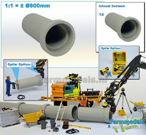 1x RIOOLBUIS  BETONLOOK (Binnenmaat 1:1 = &Oslash;800mm)  Materiaal Resin in BETONLOOK/ CONCRETE Gespoten geleverd  1:32    