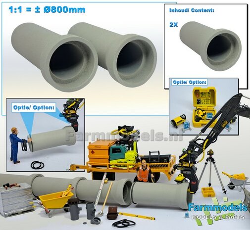 2x RIOOLBUIS BETONLOOK (Binnenmaat 1:1 = &Oslash;800mm)  Materiaal Resin in BETONLOOK/ CONCRETE Gespoten geleverd  1:32    