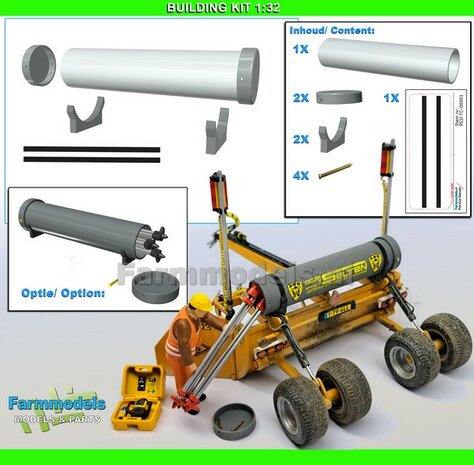 BOUWKIT: OPBERGBUIS met 2x DEKSEL + 2x STEUN + spanband stickers + messing kopspijkertjes t.b.v. transport Statief/ 3-poot  RESIN onderdelen BLANK geleverd  1:32                