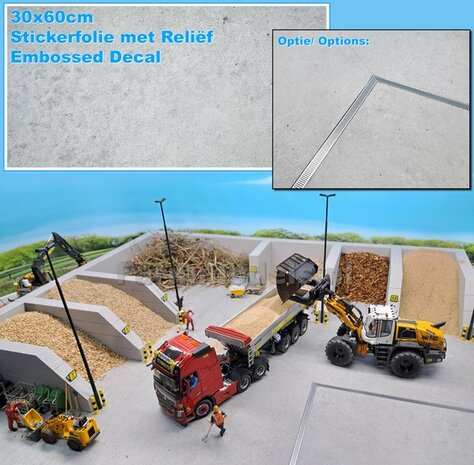30 x 60cm: BETON FOLIE &quot;LIGHT CONCRETE&quot; met ECHT BETON RELI&Euml;F afmeting ruim 30cm x 60cm 1:32 
