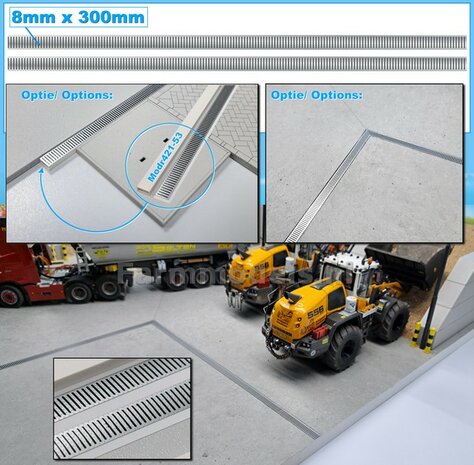 8mm x 300mm (2stuks): RVS/STALEN VLOERGOOT STICKERS  afmeting 8mm x 300mm  1:32 