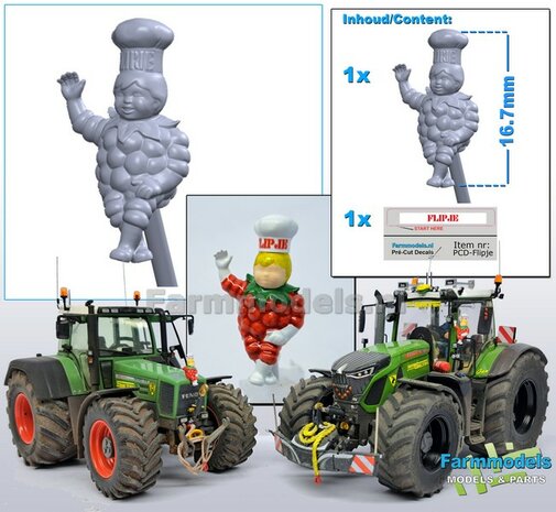 1x FLIPJE pop 16.7mm + Pr&eacute;-Cut Decal FLIPJE Rood/Wit   Materiaal RESIN,  Super Gedetailleerd &amp; BLANK geleverd 1:32